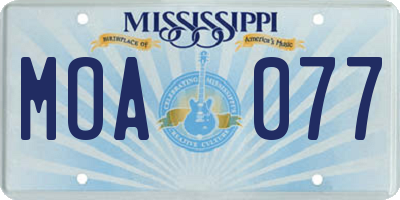 MS license plate MOA077