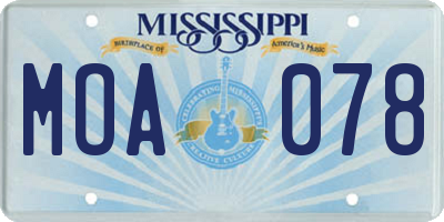 MS license plate MOA078