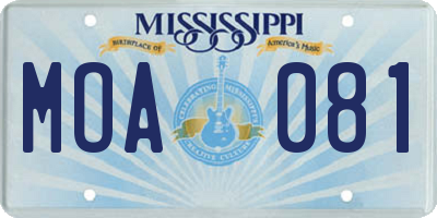 MS license plate MOA081
