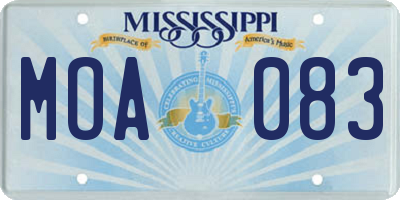MS license plate MOA083