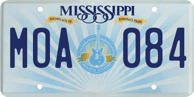 MS license plate MOA084