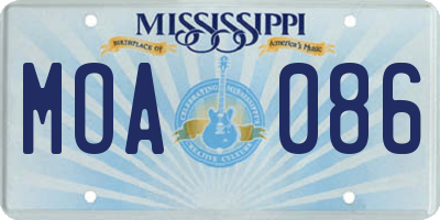 MS license plate MOA086