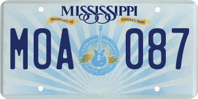 MS license plate MOA087