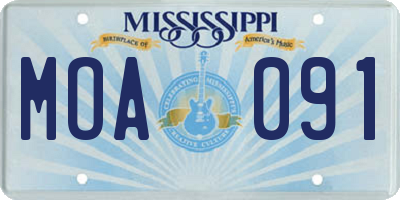 MS license plate MOA091