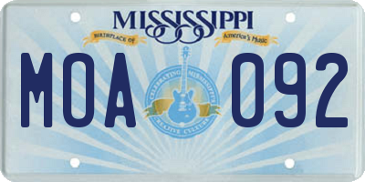 MS license plate MOA092