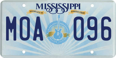 MS license plate MOA096