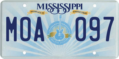 MS license plate MOA097