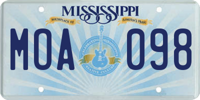 MS license plate MOA098