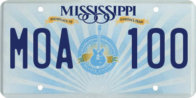 MS license plate MOA100