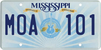 MS license plate MOA101