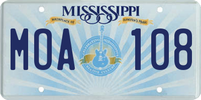 MS license plate MOA108