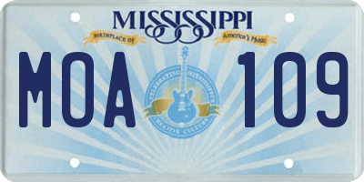 MS license plate MOA109