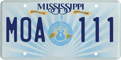 MS license plate MOA111
