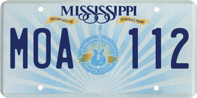 MS license plate MOA112
