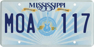 MS license plate MOA117
