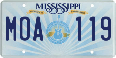 MS license plate MOA119