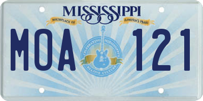 MS license plate MOA121
