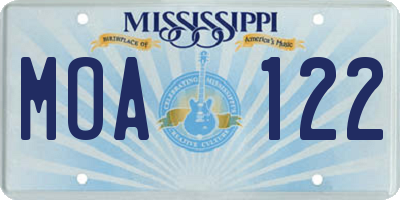 MS license plate MOA122