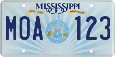 MS license plate MOA123