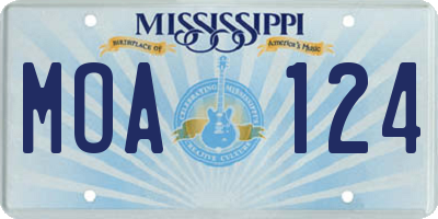 MS license plate MOA124