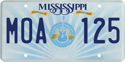 MS license plate MOA125