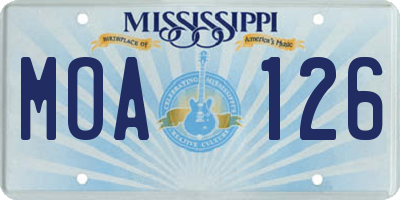 MS license plate MOA126
