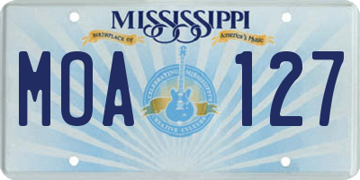 MS license plate MOA127