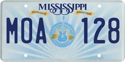MS license plate MOA128