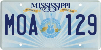 MS license plate MOA129