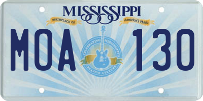 MS license plate MOA130