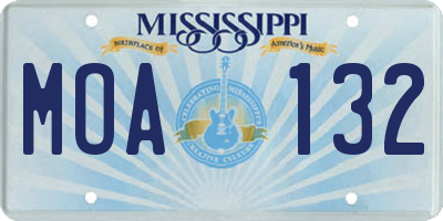 MS license plate MOA132