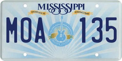 MS license plate MOA135