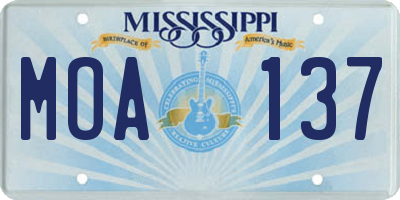 MS license plate MOA137