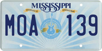 MS license plate MOA139
