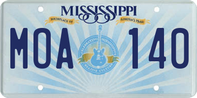 MS license plate MOA140
