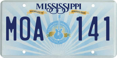 MS license plate MOA141
