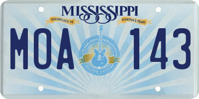 MS license plate MOA143