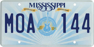 MS license plate MOA144
