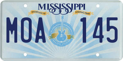 MS license plate MOA145