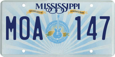 MS license plate MOA147