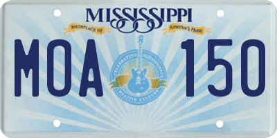 MS license plate MOA150