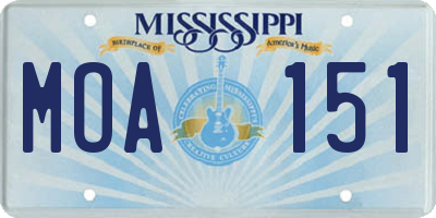 MS license plate MOA151