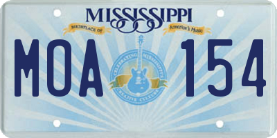 MS license plate MOA154