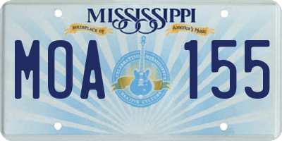 MS license plate MOA155