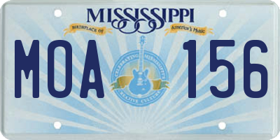 MS license plate MOA156