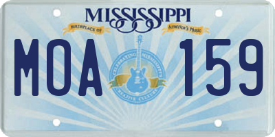 MS license plate MOA159