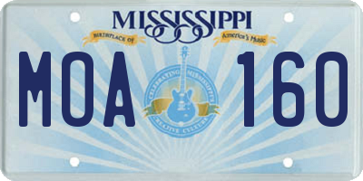 MS license plate MOA160