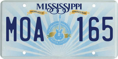 MS license plate MOA165