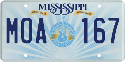 MS license plate MOA167