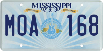 MS license plate MOA168
